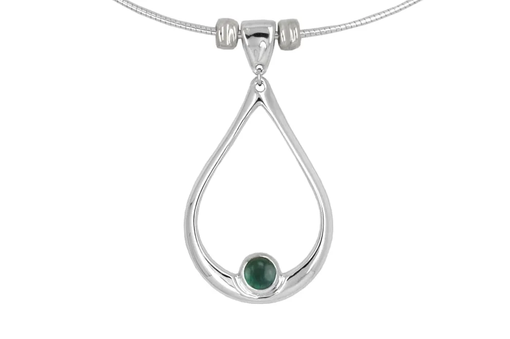 Blue Topaz Tear Drop Necklace: Sterling Silver Pendant Neckace
