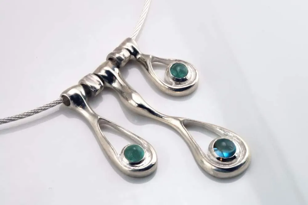 Blue Topaz Tear Drop Necklace: Sterling Silver Pendant Neckace