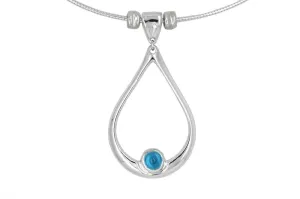 Blue Topaz Tear Drop Necklace: Sterling Silver Pendant Neckace