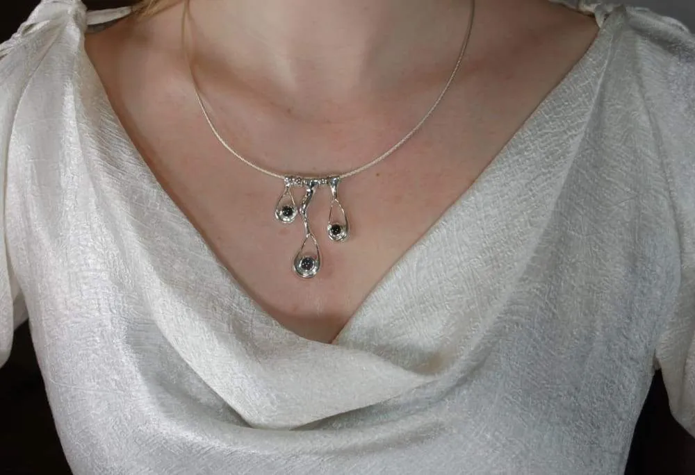 Blue Topaz Tear Drop Necklace: Sterling Silver Pendant Neckace