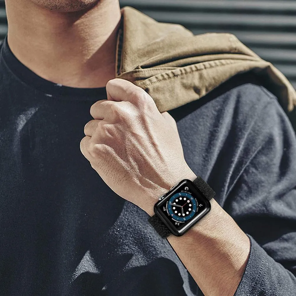 Braided Solo Loop Band For Apple Watch Series 7 6 Woven Elastic Nylon