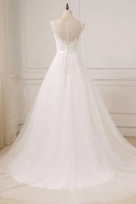 Bridelily Graceful Lace Tulle A-line Wedding Dress