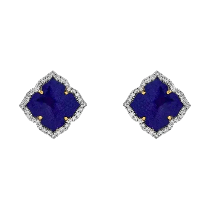 Capri Small Flower Earrings in Lapis Lazuli