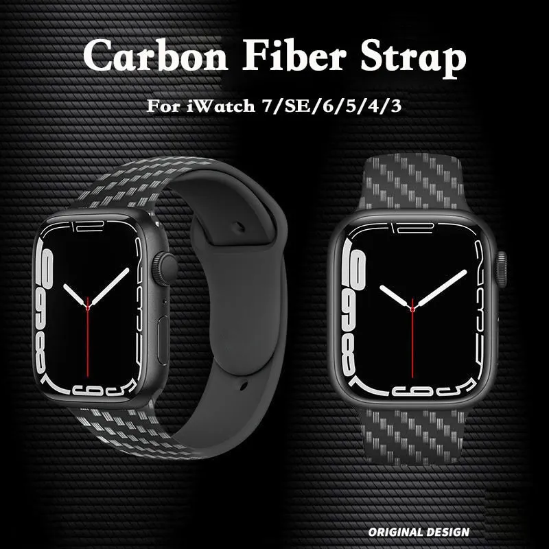 Carbon Fiber Strap Series 7 6 5 4 Silicone Wristband |Watchbands|