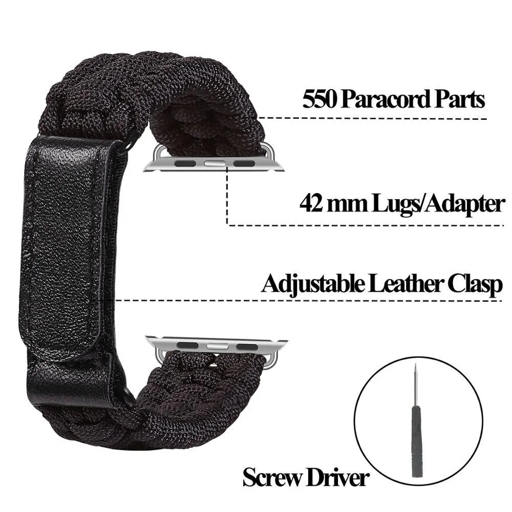 Case   Survival Rope Strap Series Outdoors Leather Clasp Wristband
