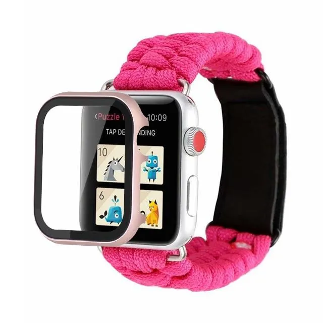 Case   Survival Rope Strap Series Outdoors Leather Clasp Wristband