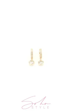 Circle gold diamond hoop earring
