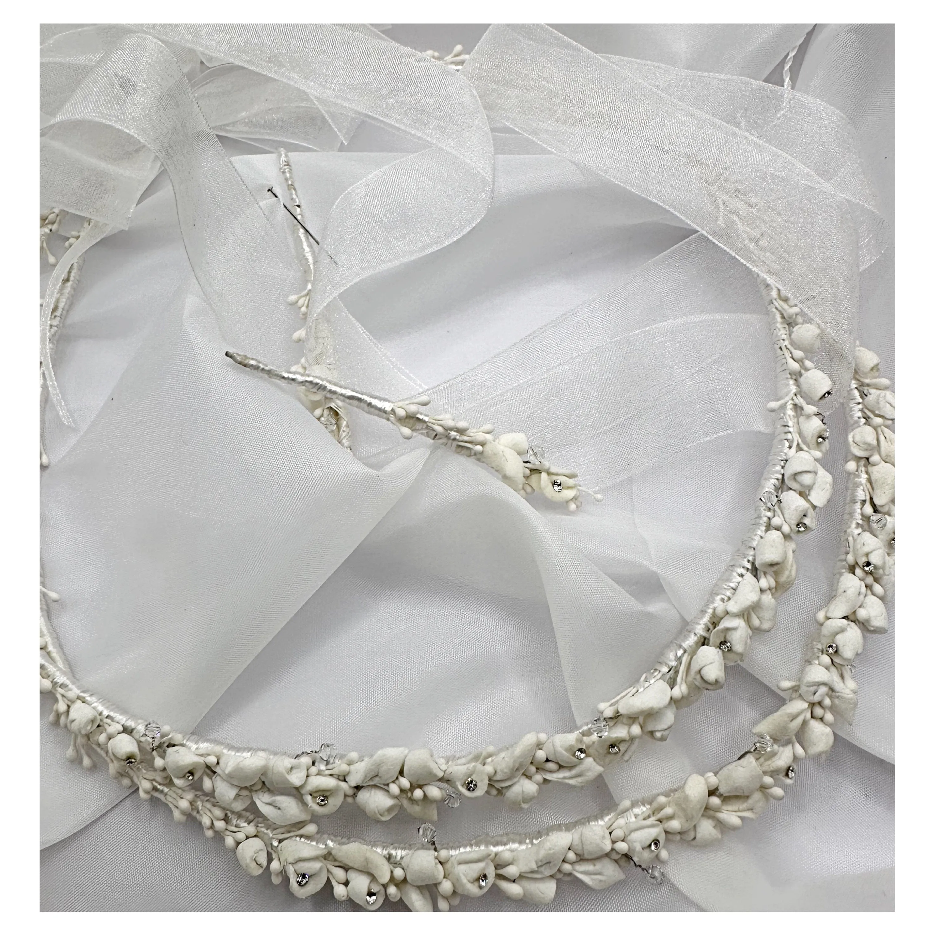 Classic Stefana Elegant Floral Rhinestone Halo Tiara