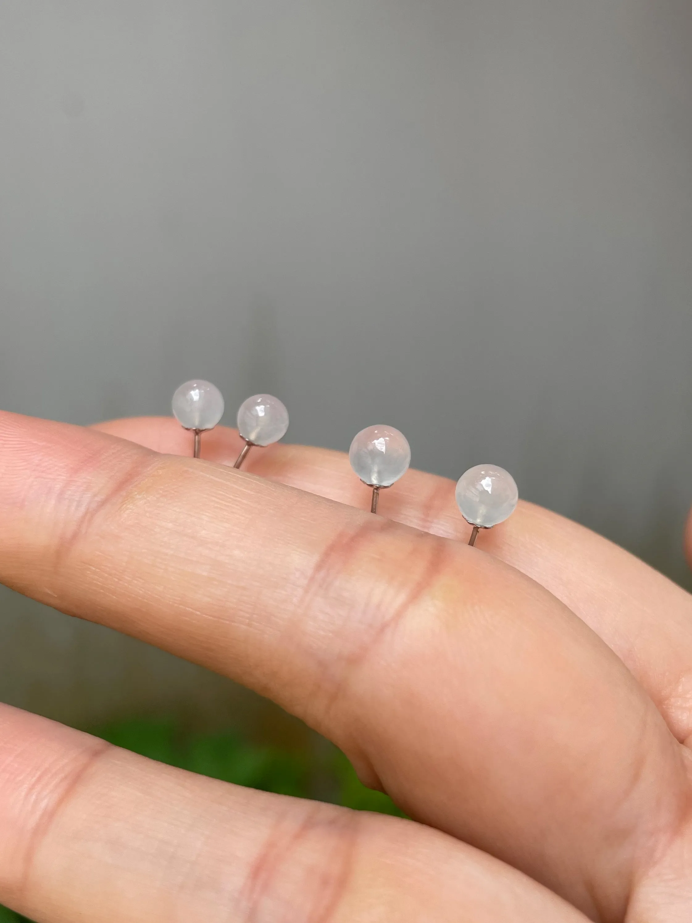 Colourless Jade Stud Earrings (NJE040)