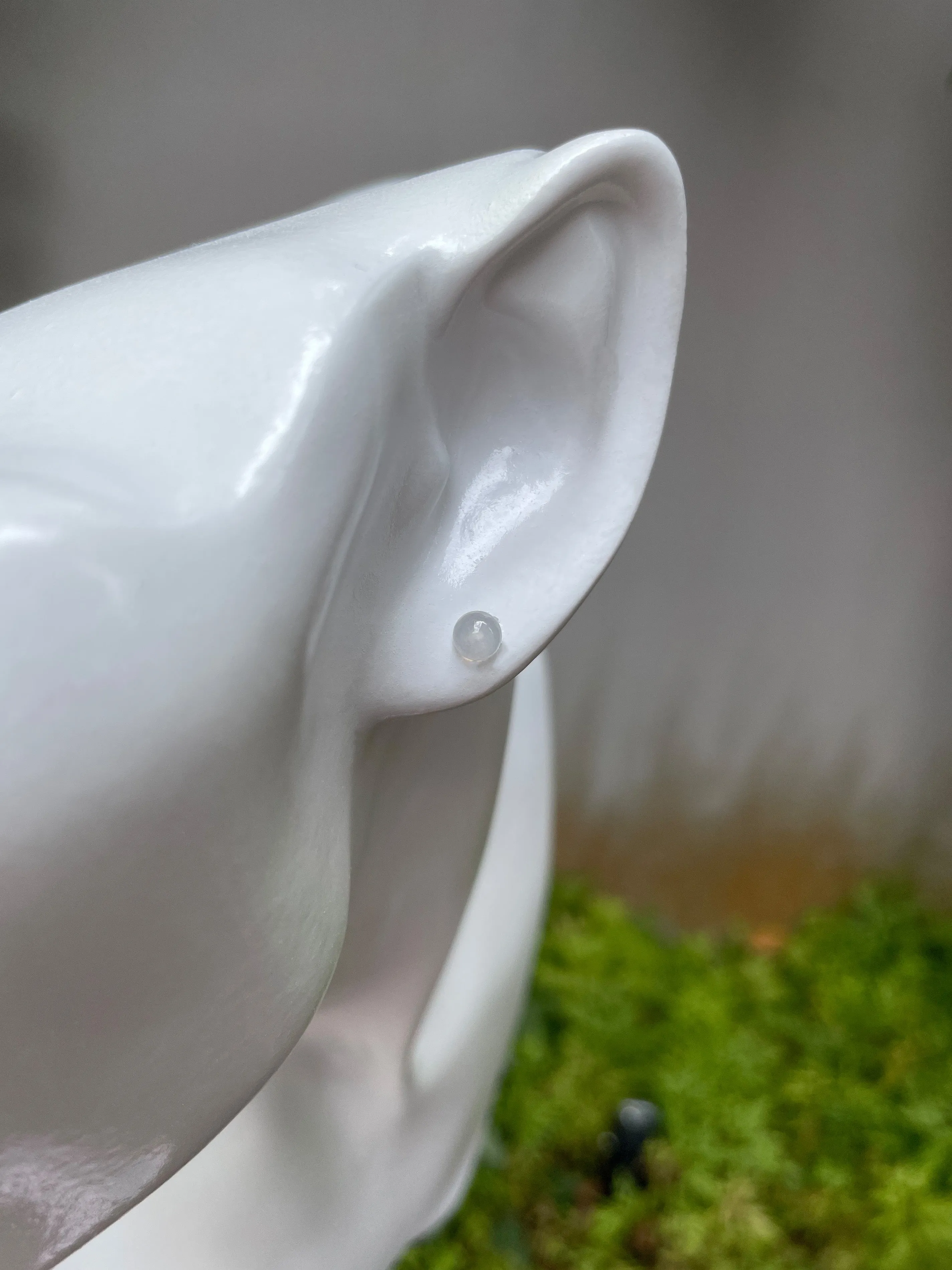 Colourless Jade Stud Earrings (NJE040)