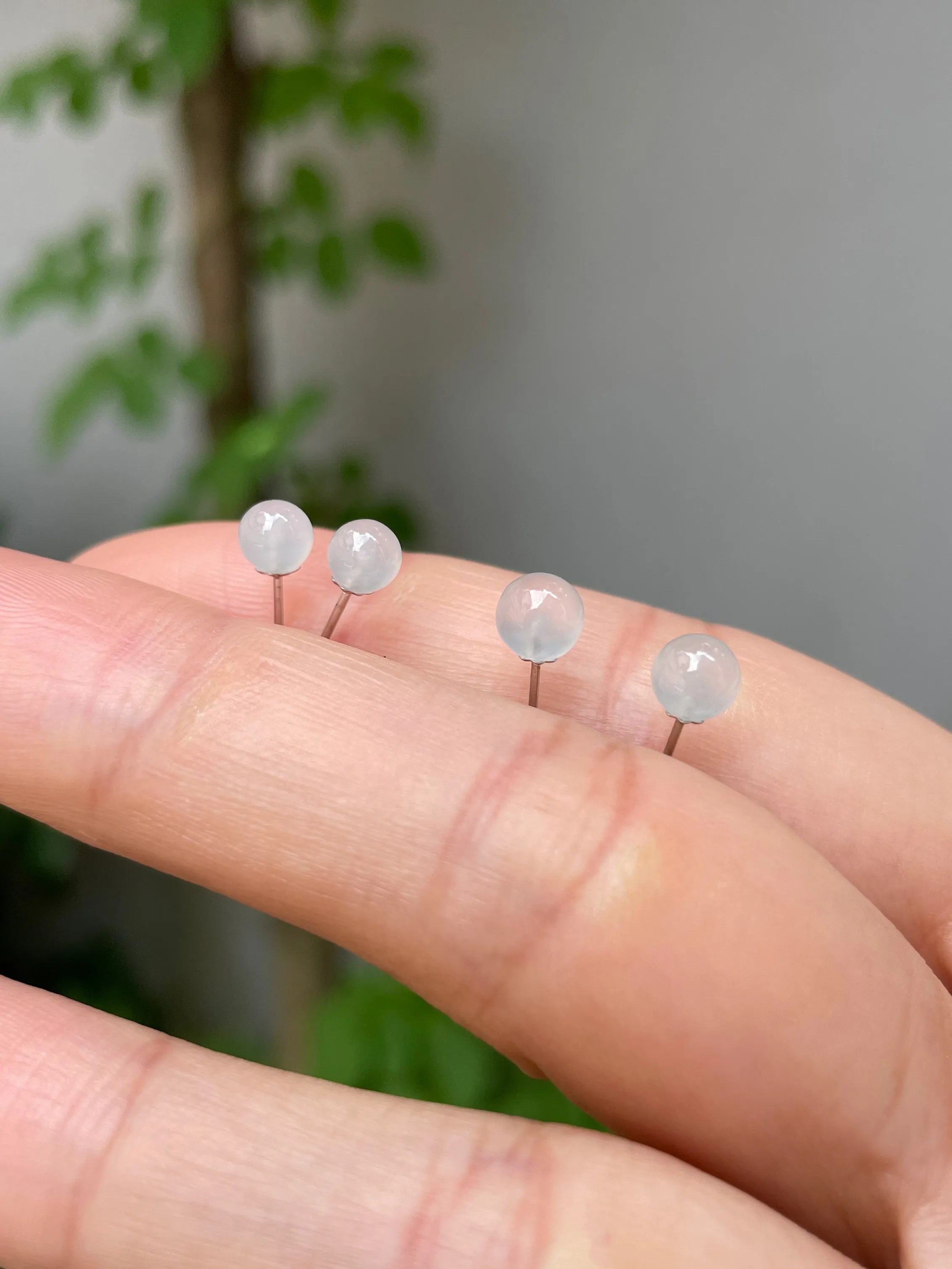 Colourless Jade Stud Earrings (NJE040)