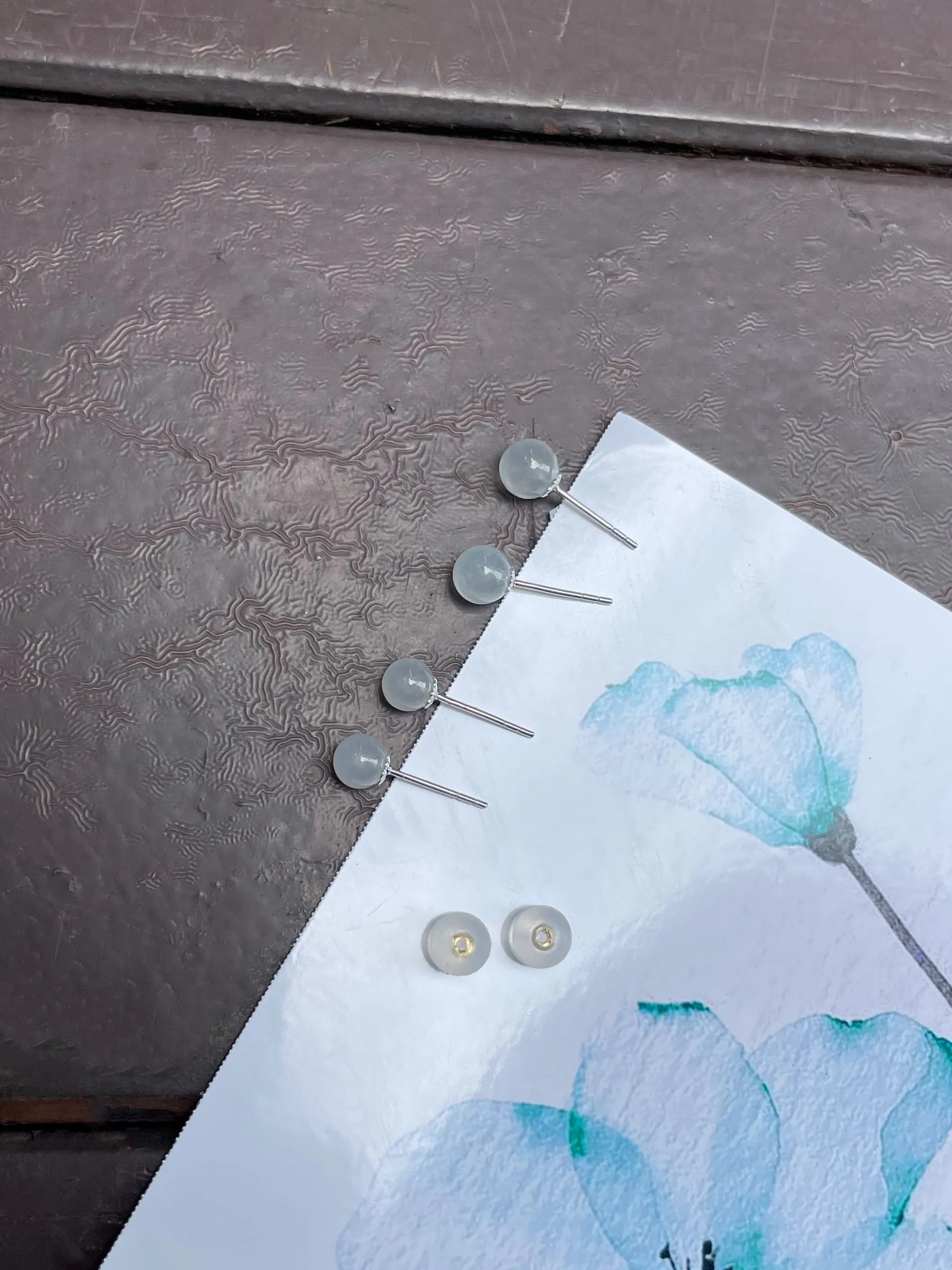 Colourless Jade Stud Earrings (NJE040)