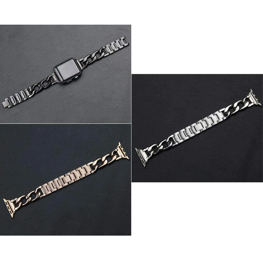 Cowboys Band Steel Chain Link Strap Shiny Bling Metal