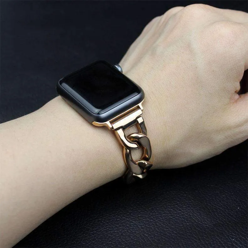 Cowboys Band Steel Chain Link Strap Shiny Bling Metal