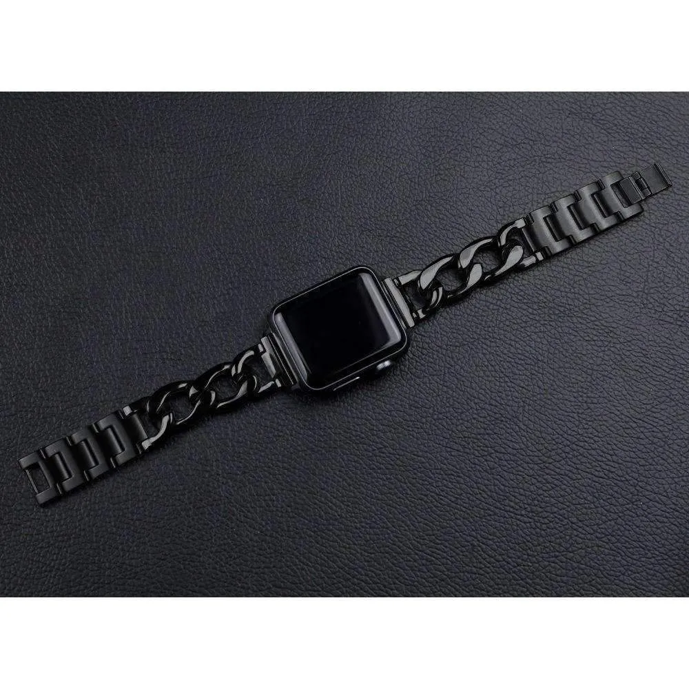 Cowboys Band Steel Chain Link Strap Shiny Bling Metal