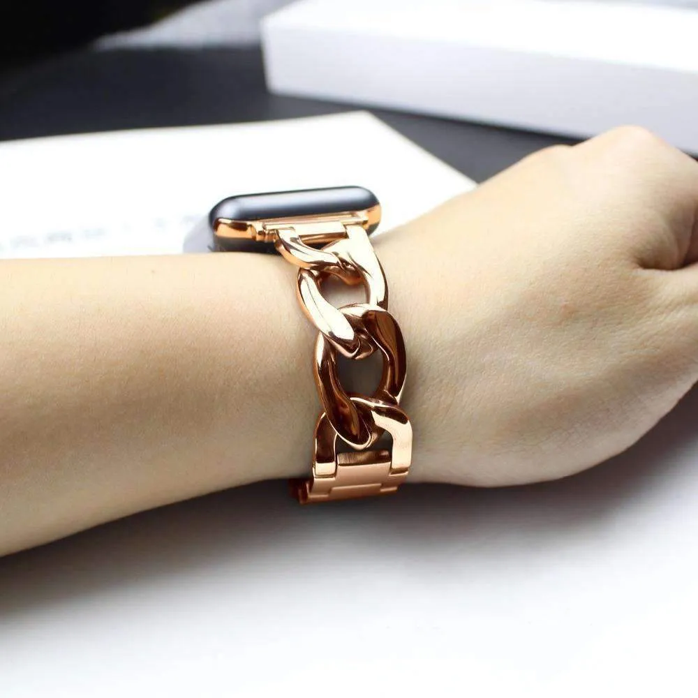 Cowboys Band Steel Chain Link Strap Shiny Bling Metal