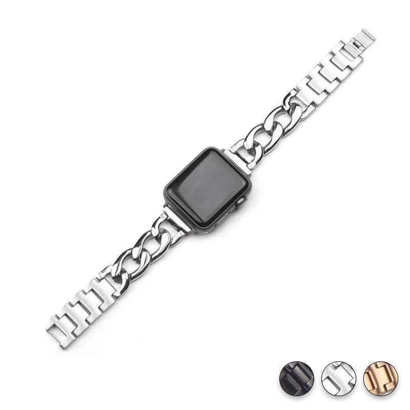 Cowboys Band Steel Chain Link Strap Shiny Bling Metal