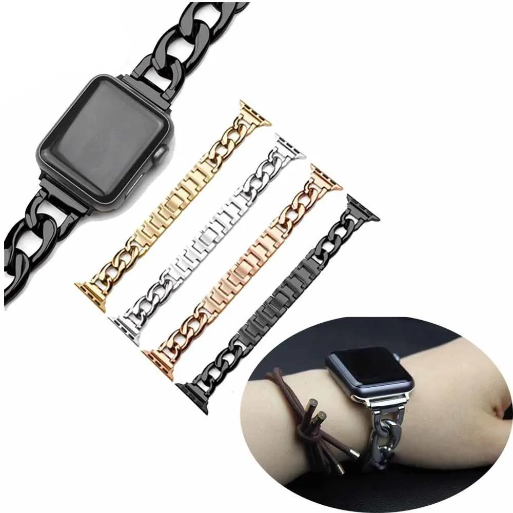 Cowboys Band Steel Chain Link Strap Shiny Bling Metal