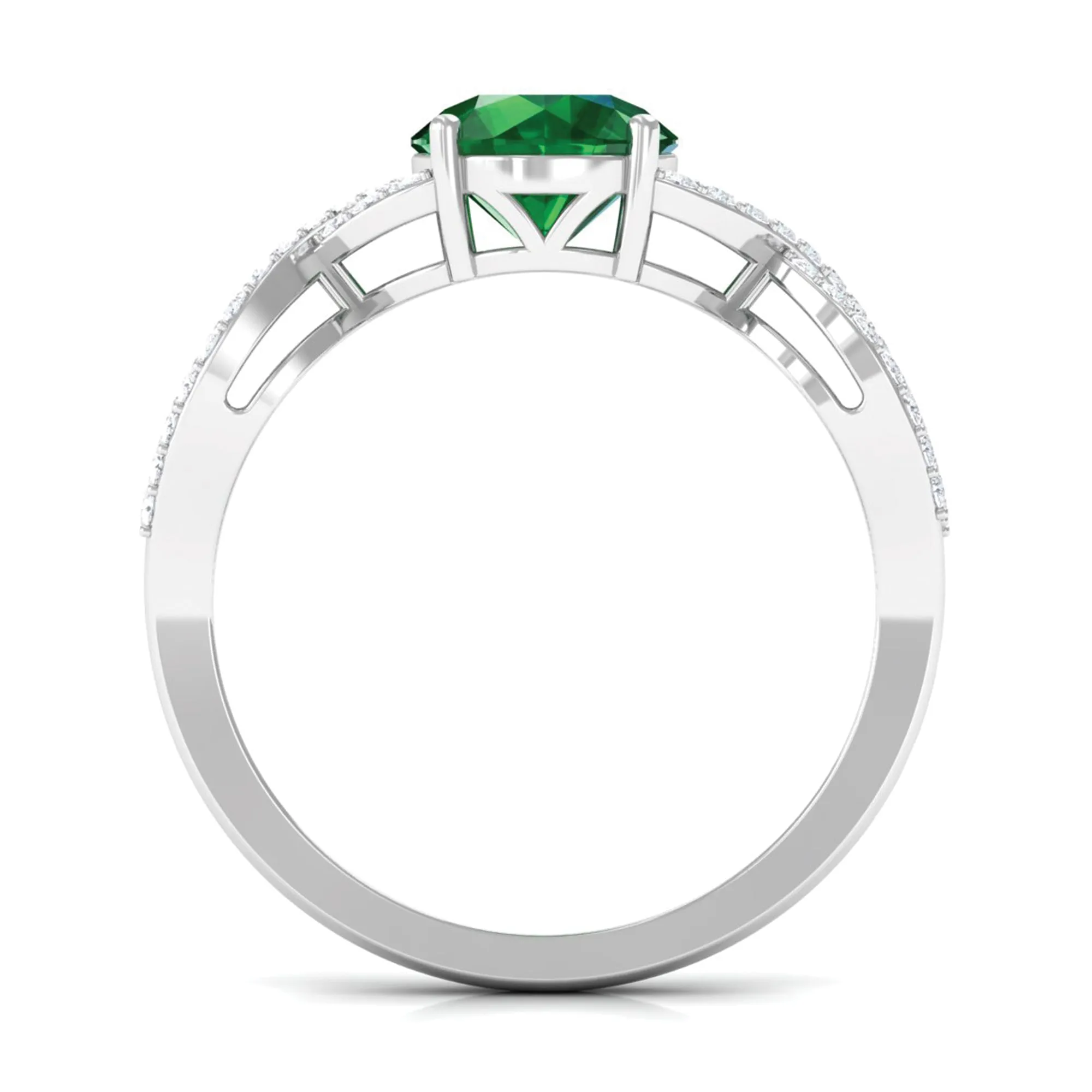 Created Emerald Infinity Engagement Ring With Diamond Accent