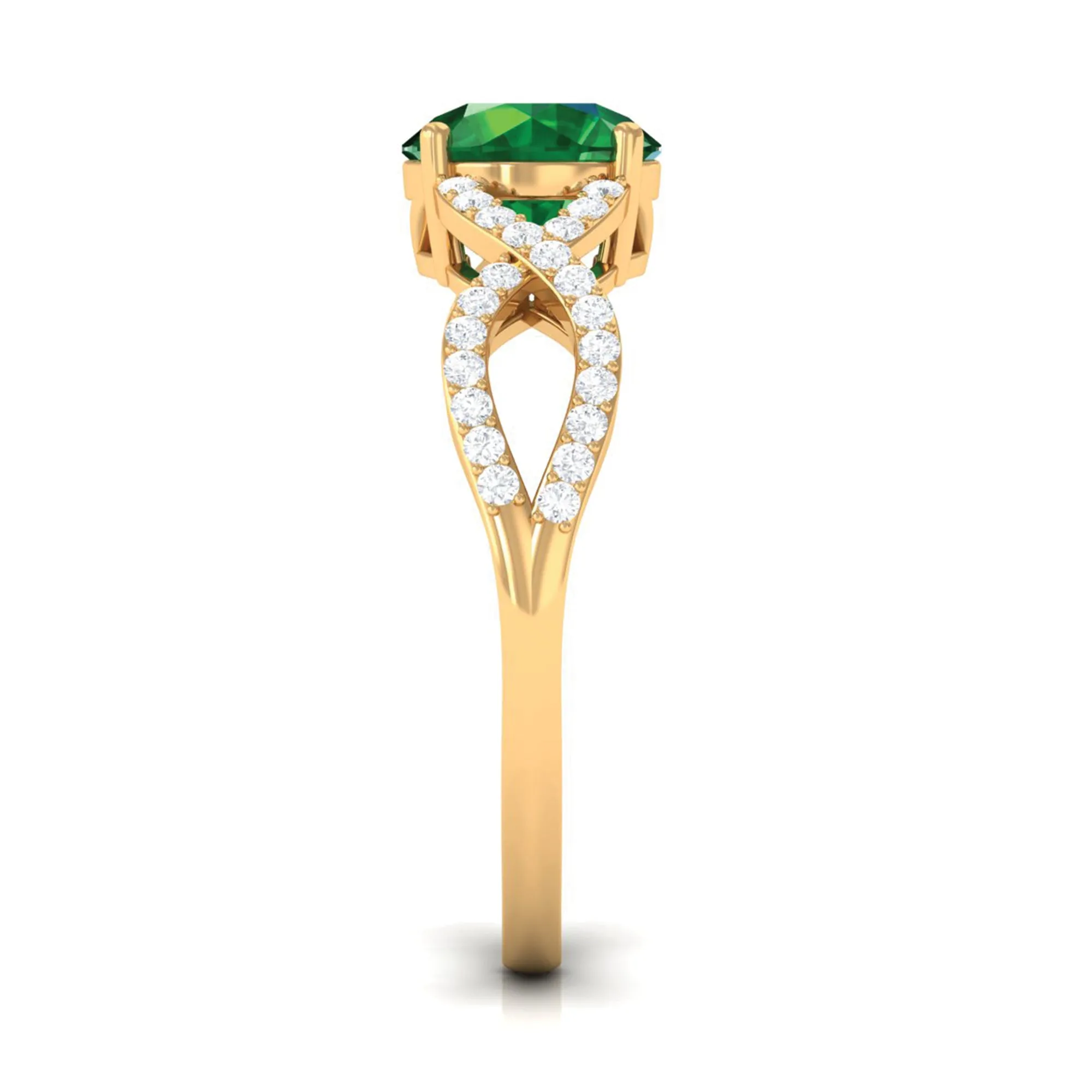 Created Emerald Infinity Engagement Ring With Diamond Accent