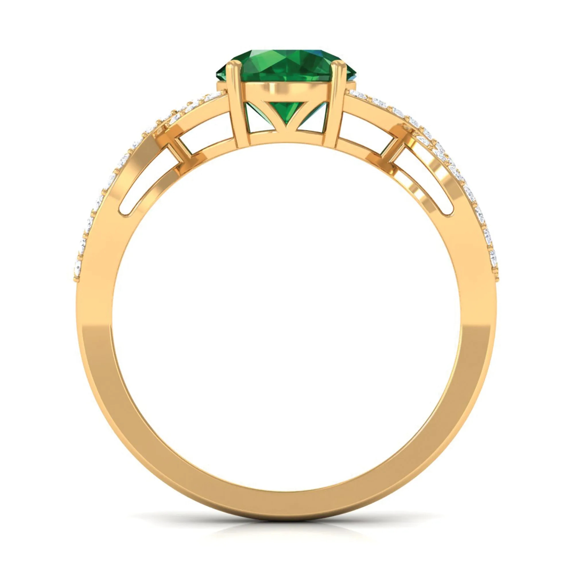Created Emerald Infinity Engagement Ring With Diamond Accent