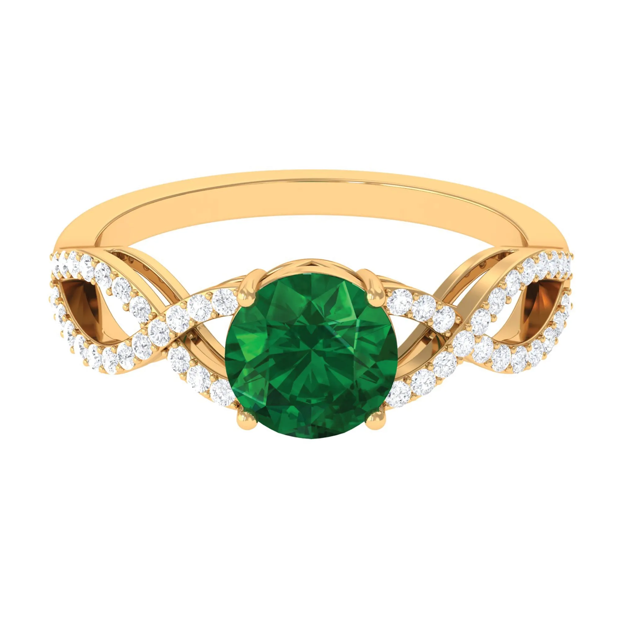 Created Emerald Infinity Engagement Ring With Diamond Accent