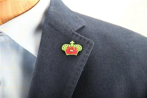 Crown Lapel Pin - Avalon Green with Portsalon Red