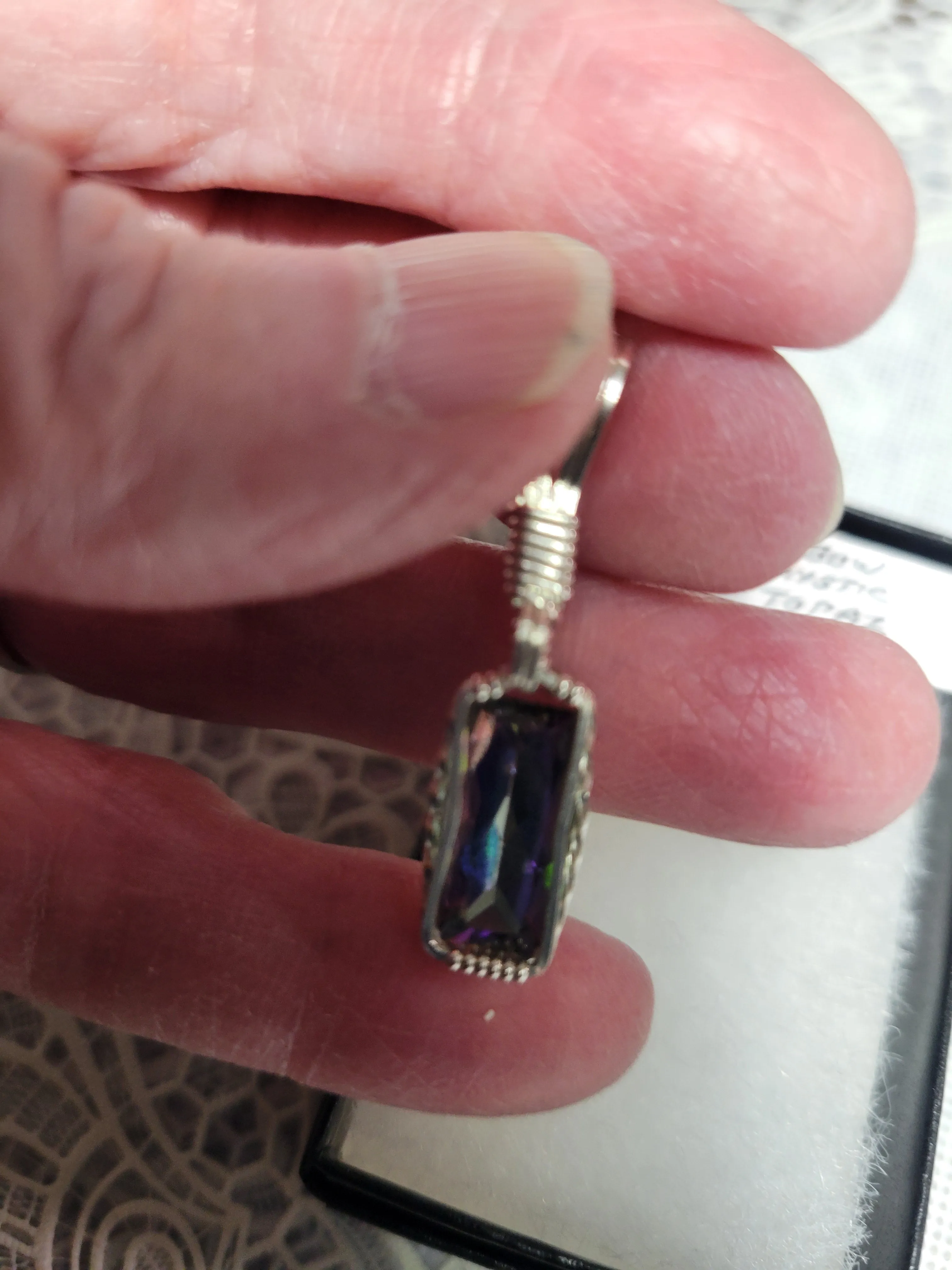 Custom Wire Wrapped Faceted Rainbow Mystic Topaz Necklace/Pendant Sterling Silver
