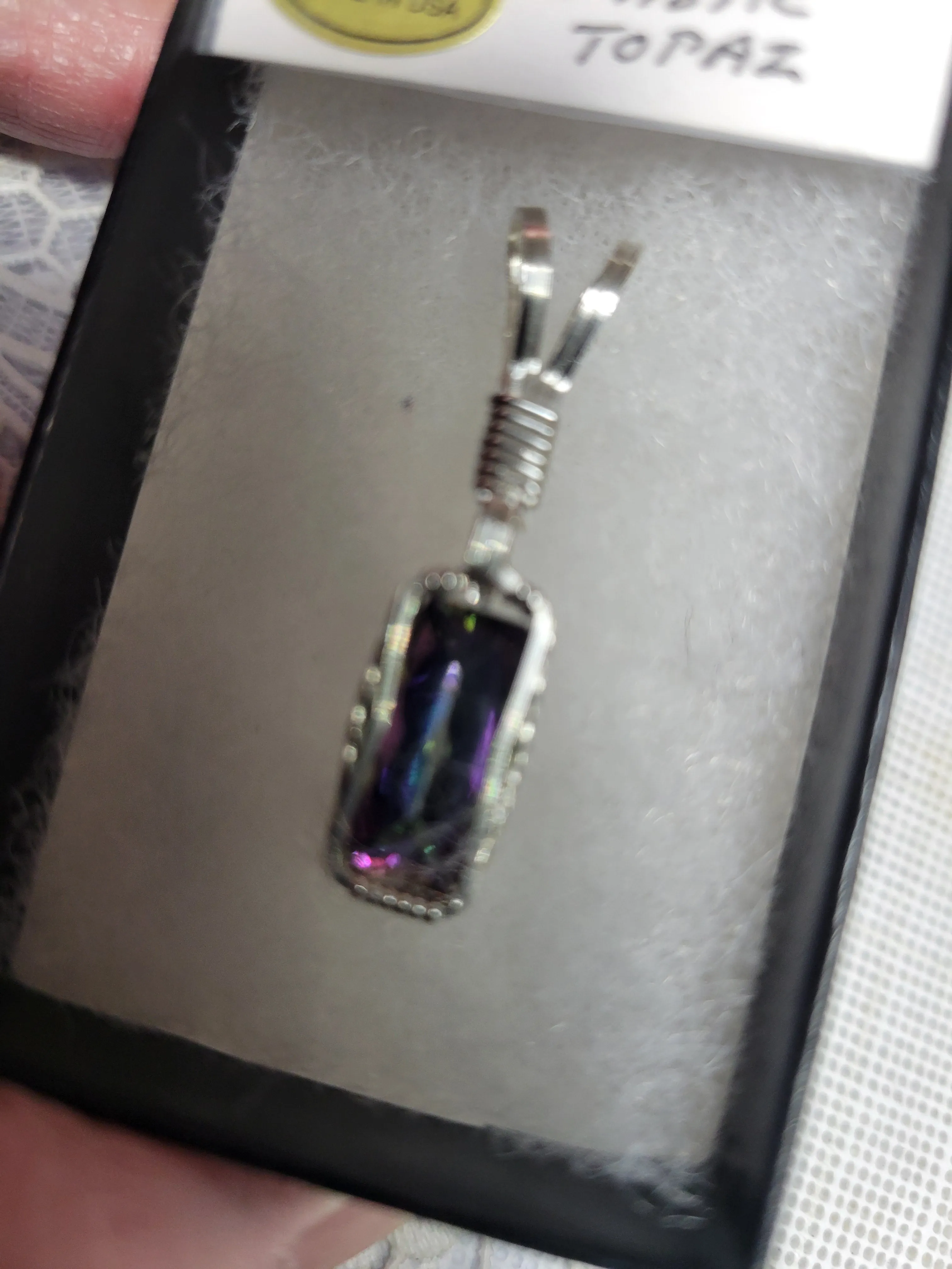 Custom Wire Wrapped Faceted Rainbow Mystic Topaz Necklace/Pendant Sterling Silver
