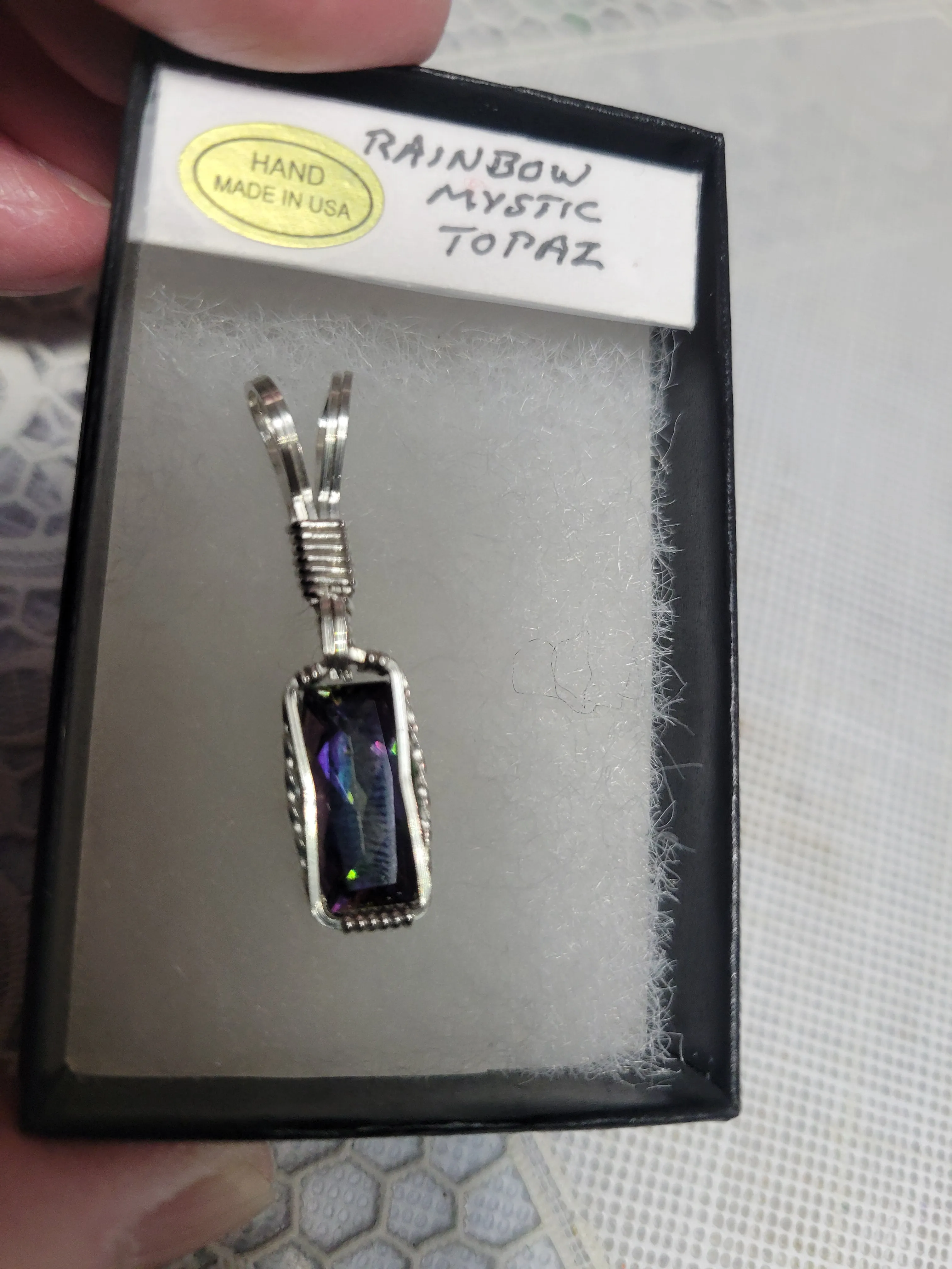 Custom Wire Wrapped Faceted Rainbow Mystic Topaz Necklace/Pendant Sterling Silver