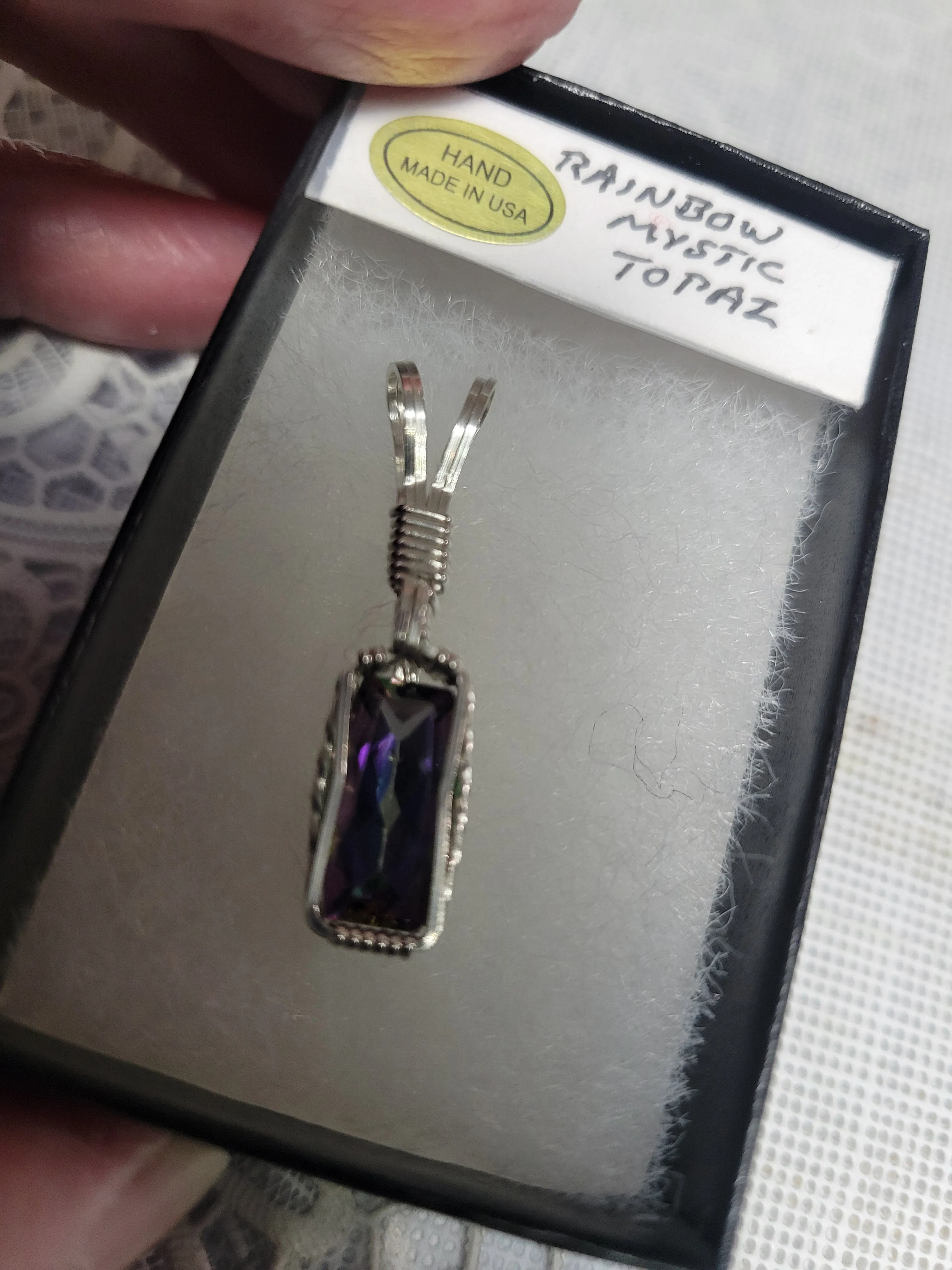 Custom Wire Wrapped Faceted Rainbow Mystic Topaz Necklace/Pendant Sterling Silver