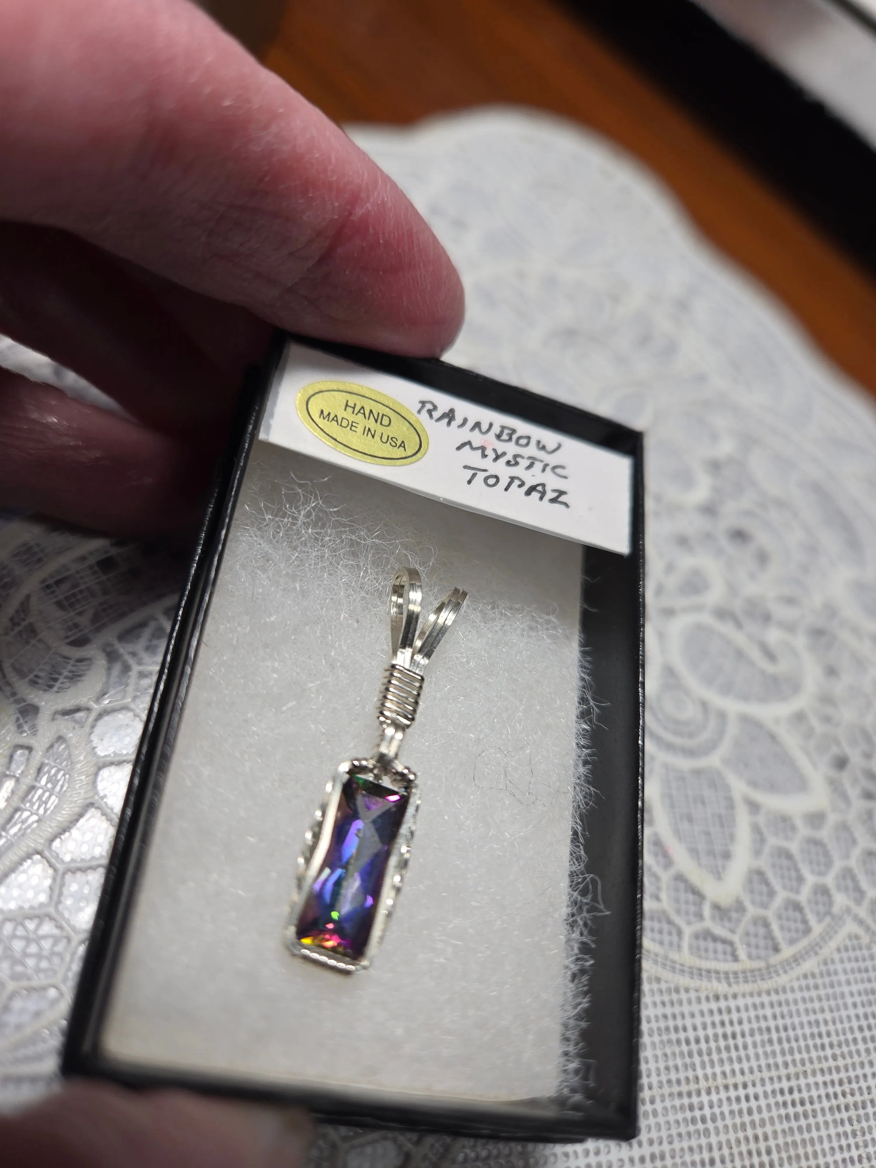 Custom Wire Wrapped Faceted Rainbow Mystic Topaz Necklace/Pendant Sterling Silver