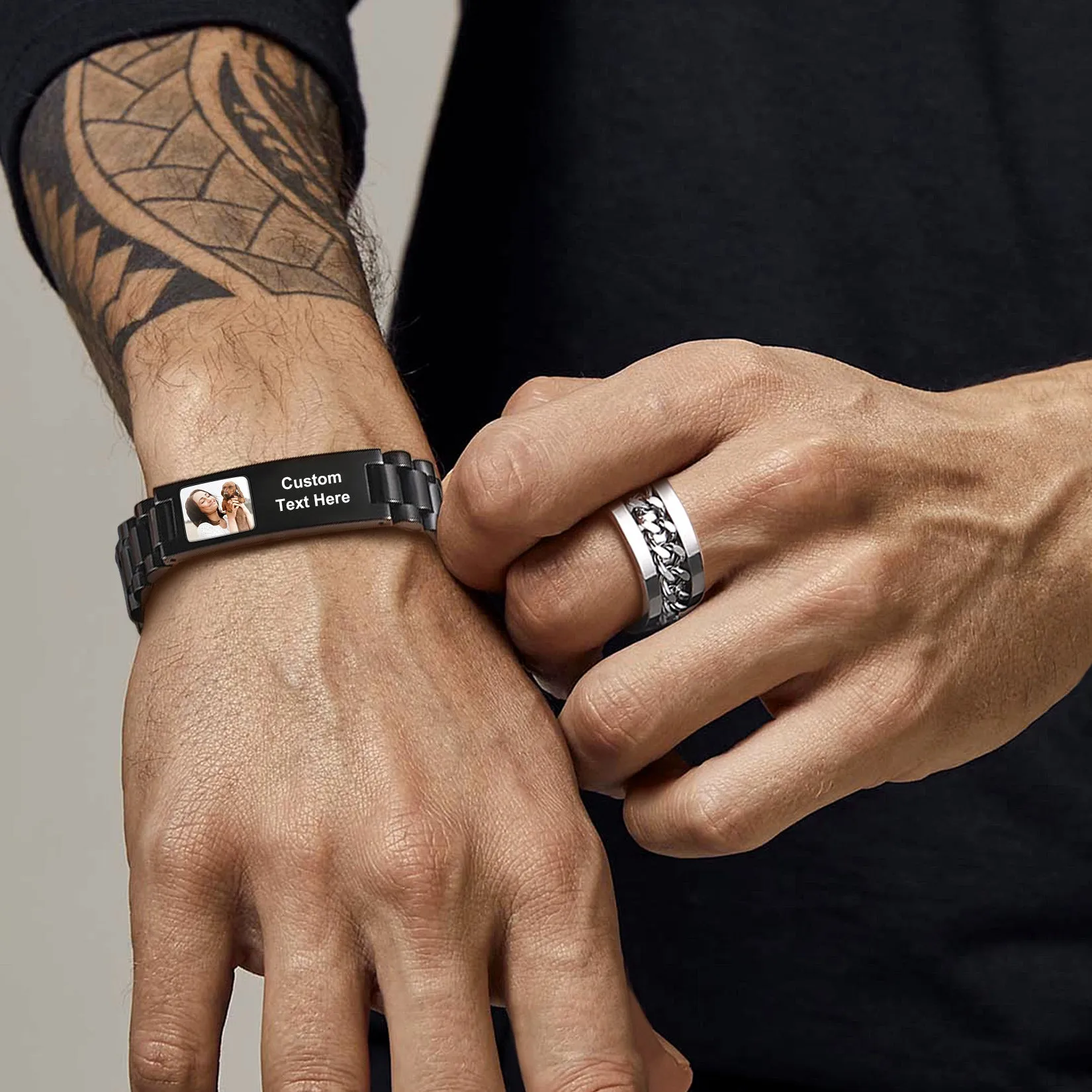 Customized Watch Strap Bracelet with Picture for Men