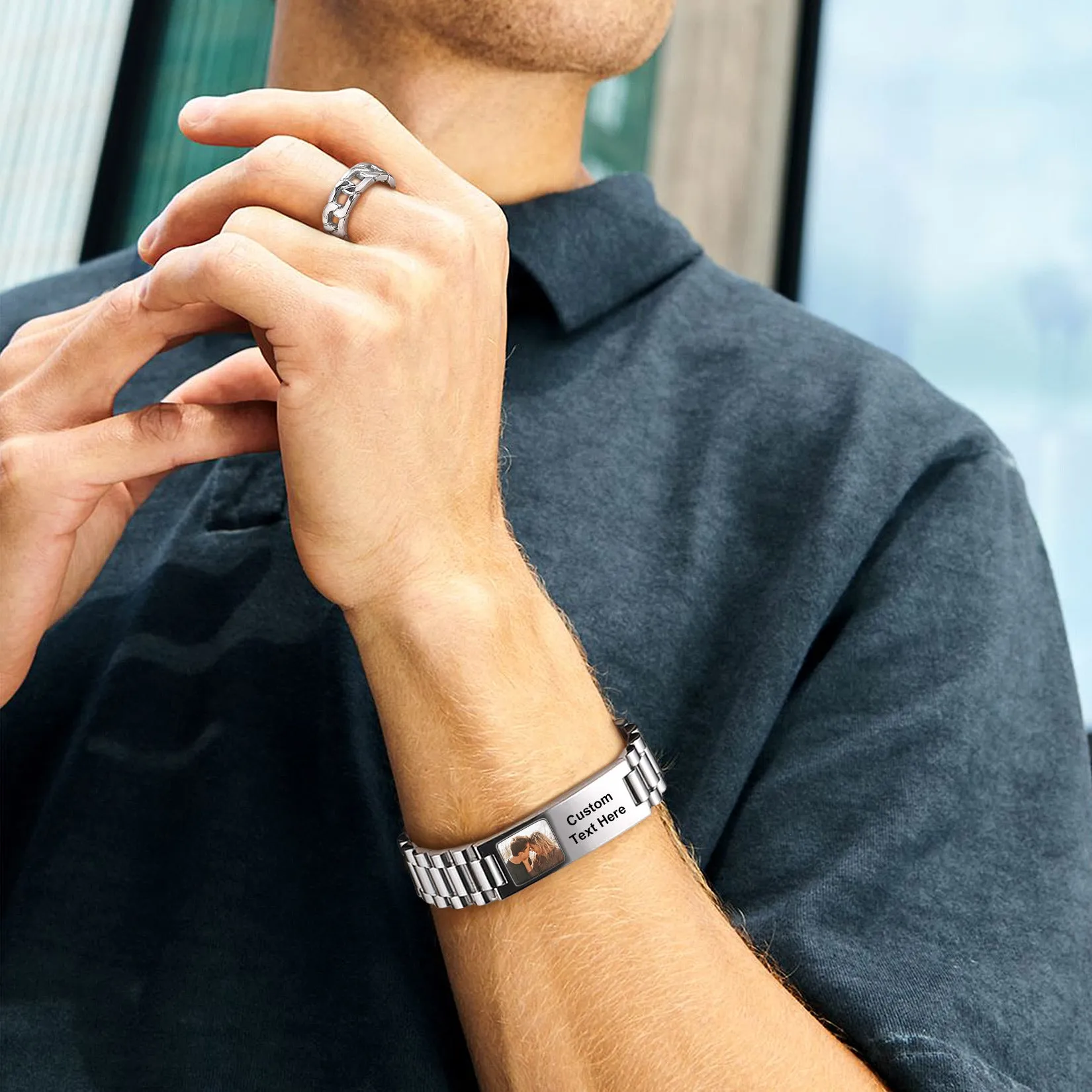 Customized Watch Strap Bracelet with Picture for Men