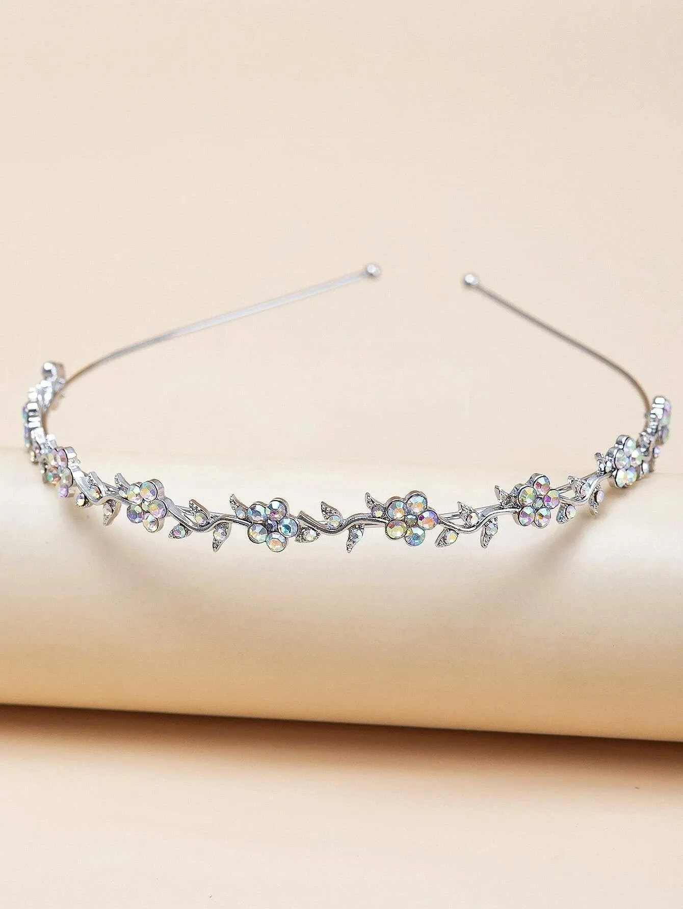 Diadem - Hårbøjle med Krystalperle-Blomster