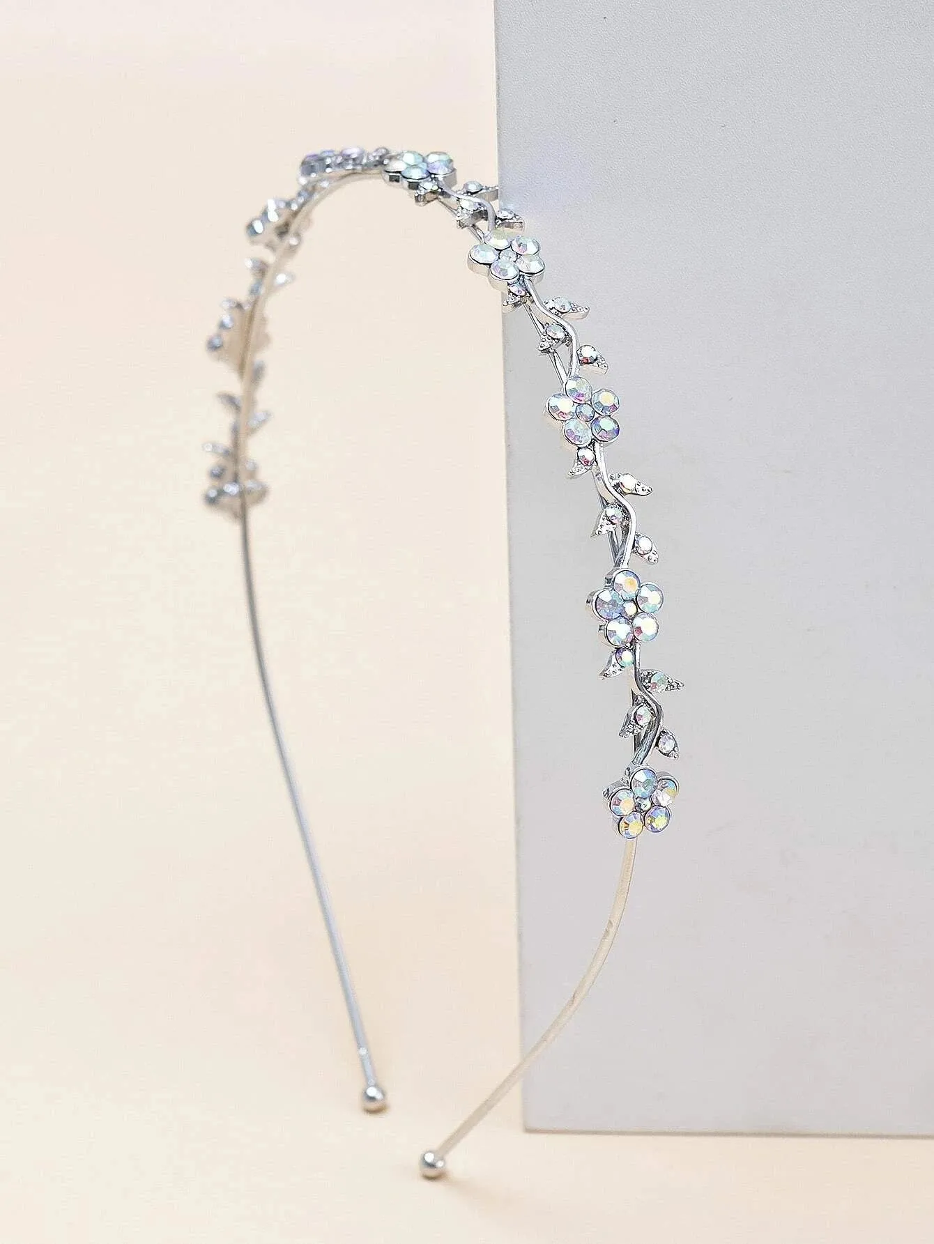Diadem - Hårbøjle med Krystalperle-Blomster
