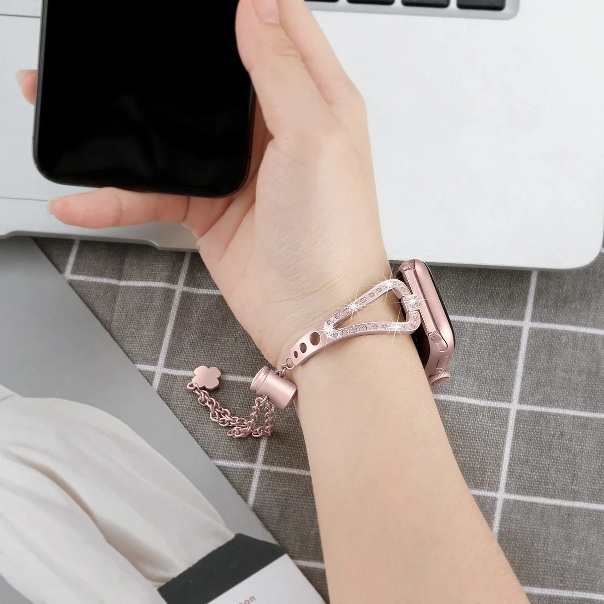 Diamond Bling Strap For AppleSeries 7 6 5 High-Quality Steel Bracelet