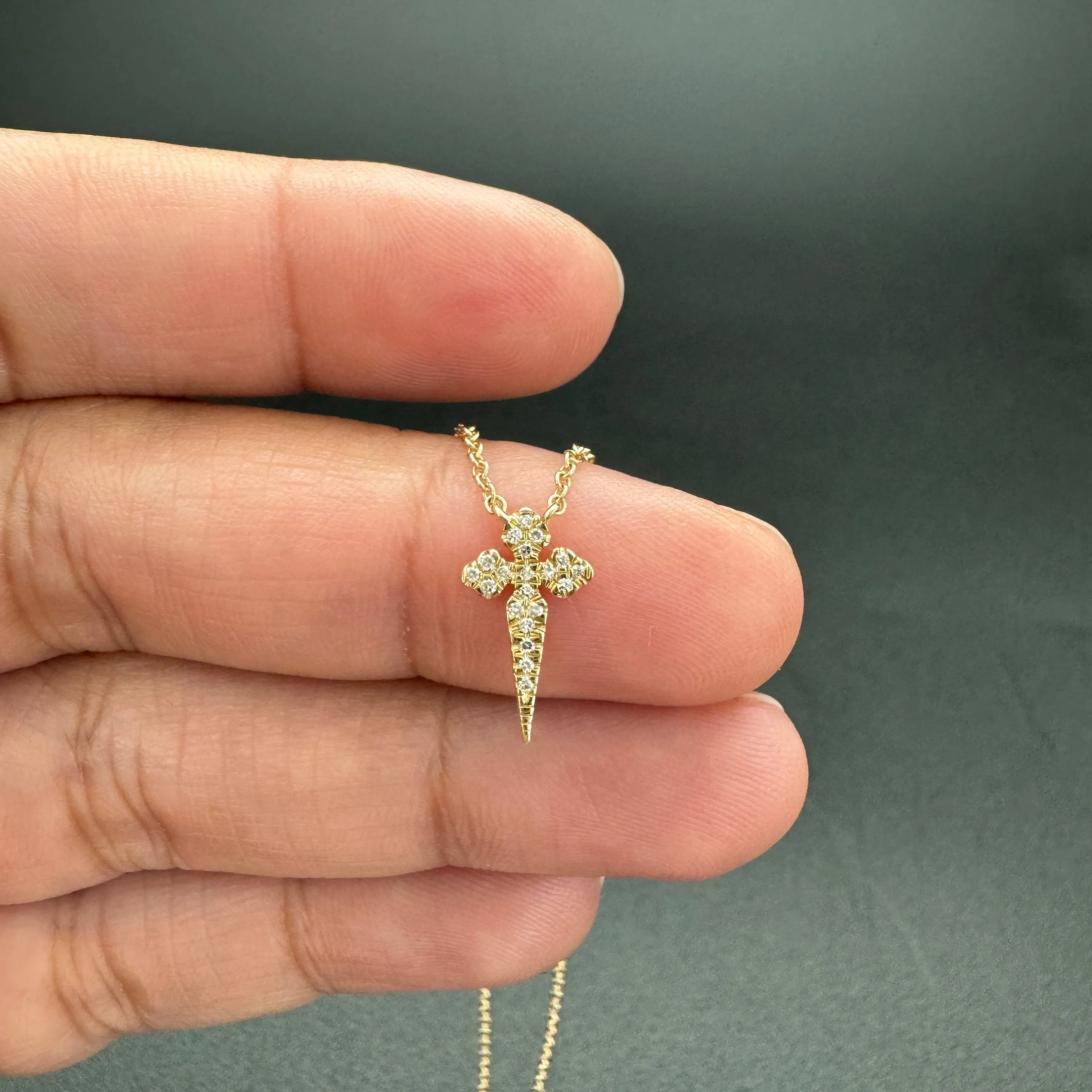 Diamond Cross Necklace 8.40x11.50mm