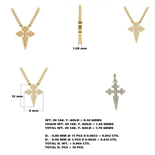 Diamond Cross Necklace 8.40x11.50mm
