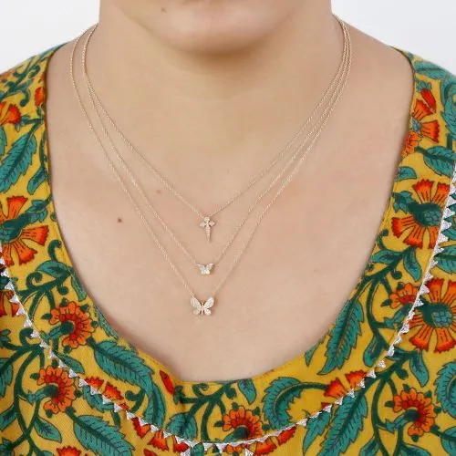 Diamond Cross Necklace 8.40x11.50mm