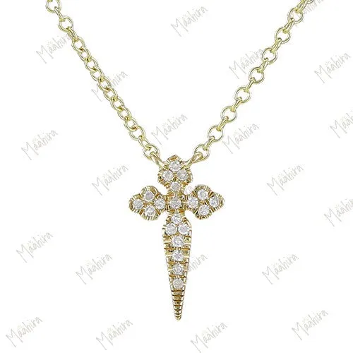 Diamond Cross Necklace 8.40x11.50mm