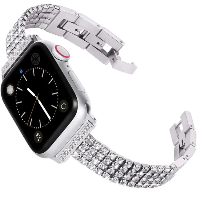 Diamond Strap Case For Apple Watch Band Series 7 6 5 4 Luxury Bracelet Stainless Steel Strap For iWatch 45mm 41mm 44mm 40mm|Watchbands|