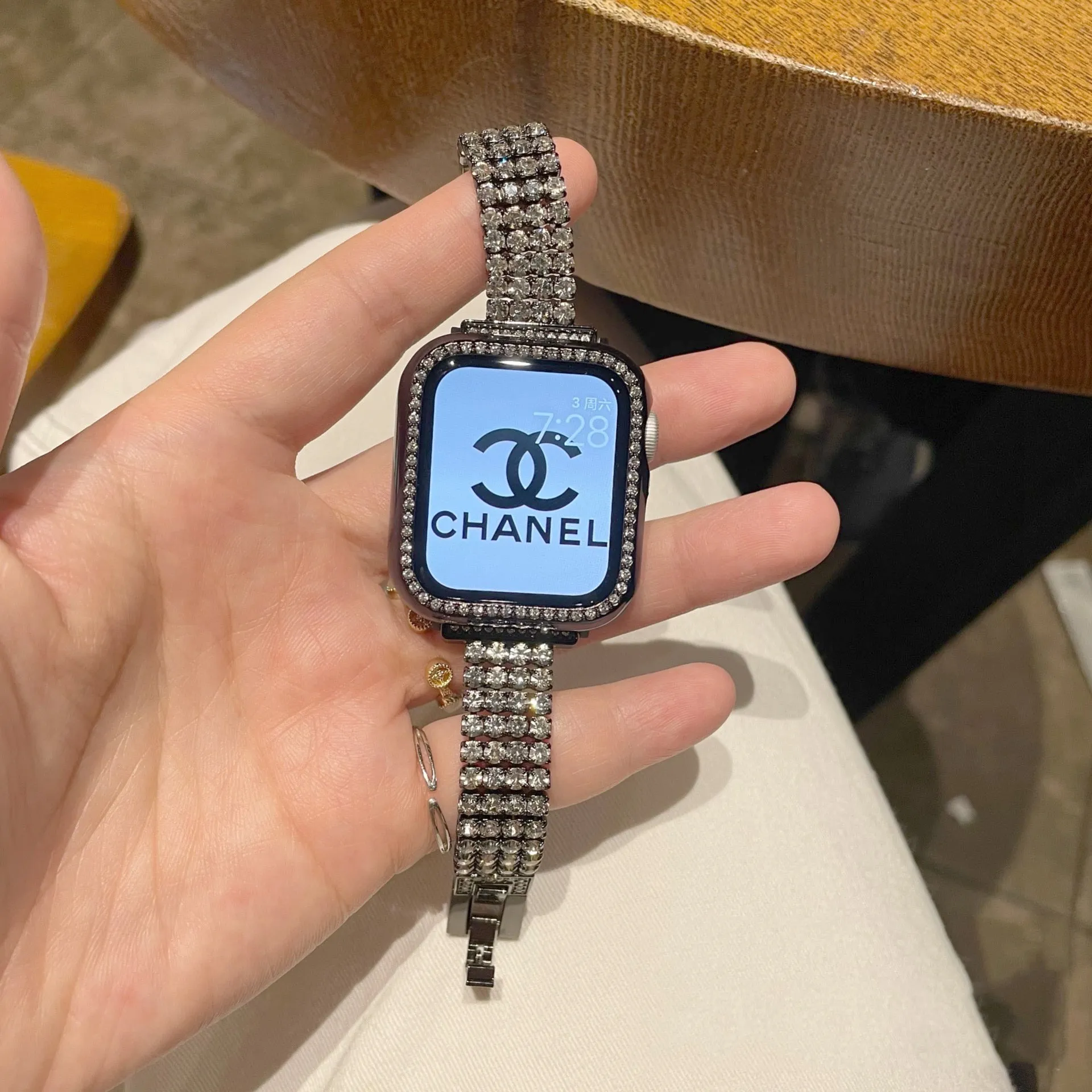 Diamond Strap Case For Apple Watch Band Series 7 6 5 4 Luxury Bracelet Stainless Steel Strap For iWatch 45mm 41mm 44mm 40mm|Watchbands|