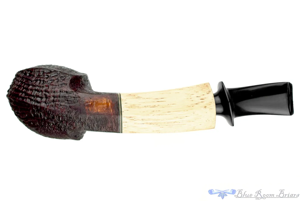 Dirk Heinemann Pipe Sandblast Curved Blowfish with Bamboo Stalk