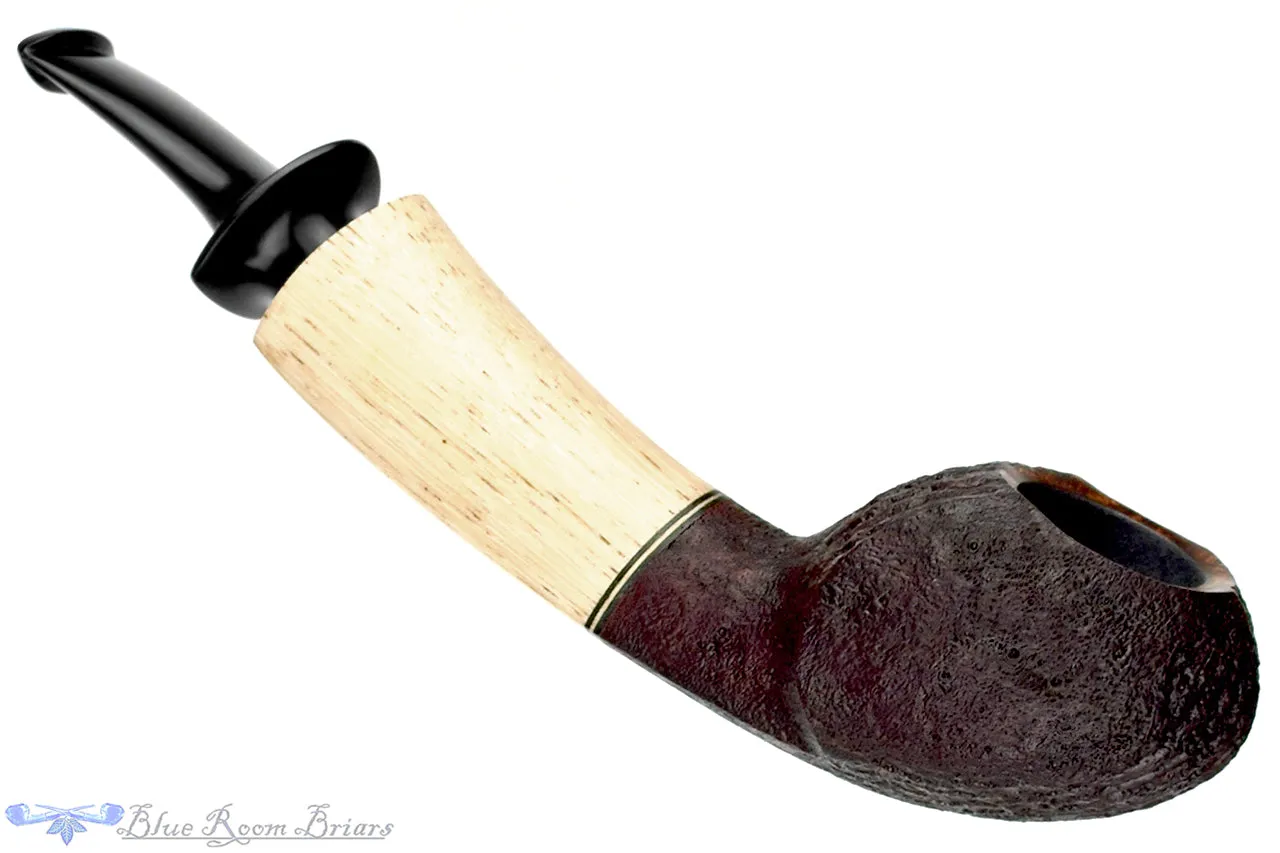 Dirk Heinemann Pipe Sandblast Curved Blowfish with Bamboo Stalk