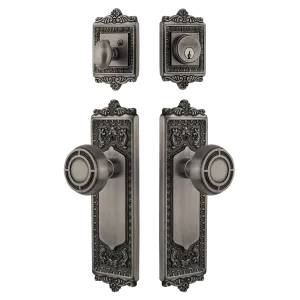 Egg & Dart Entry Set with Mission Knob in Antique Pewter
