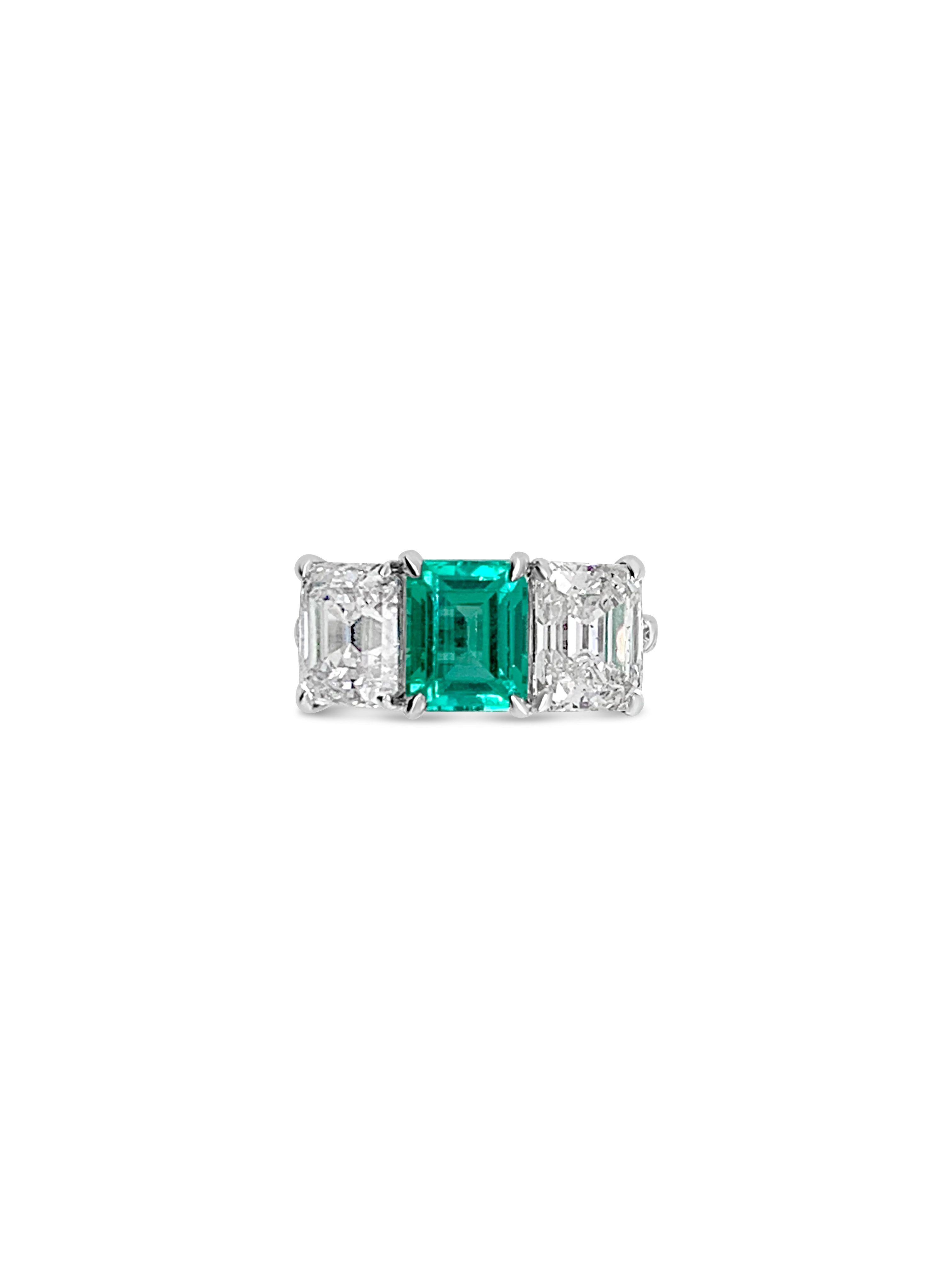 Emerald & Diamond Three Stone Ring