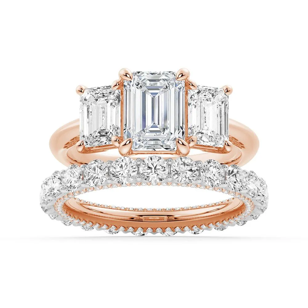 Emerald Cut Three Stone Engagement Ring