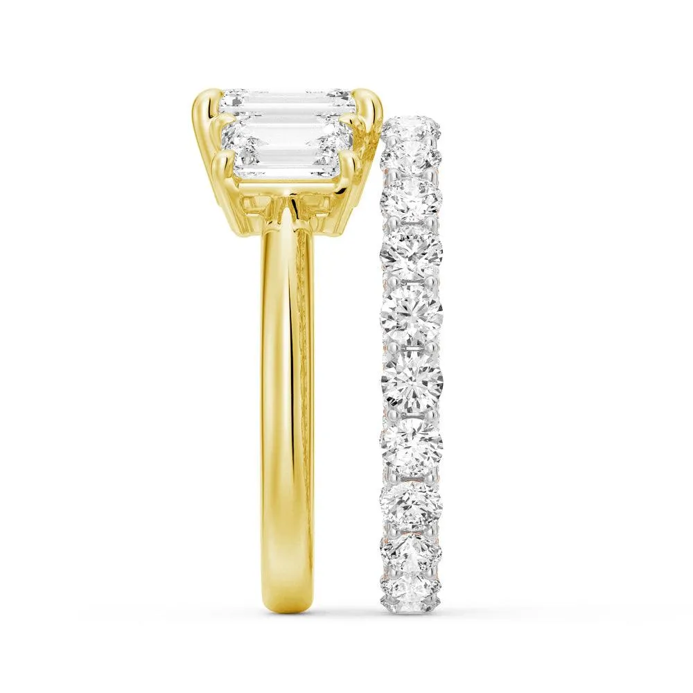 Emerald Cut Three Stone Engagement Ring