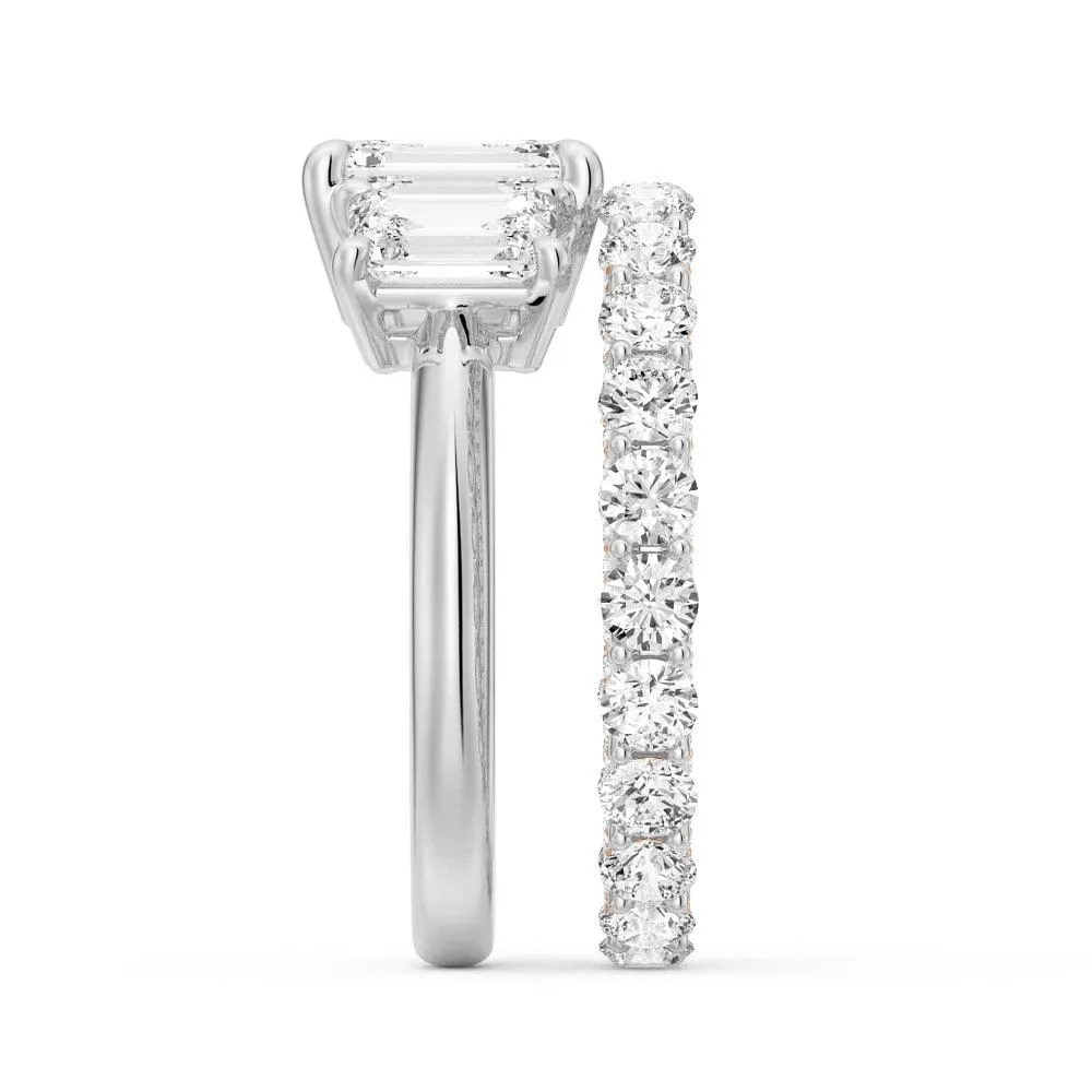 Emerald Cut Three Stone Engagement Ring